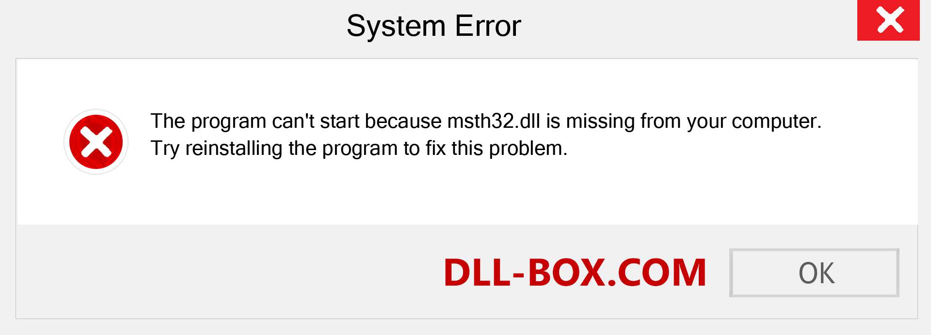  msth32.dll file is missing?. Download for Windows 7, 8, 10 - Fix  msth32 dll Missing Error on Windows, photos, images